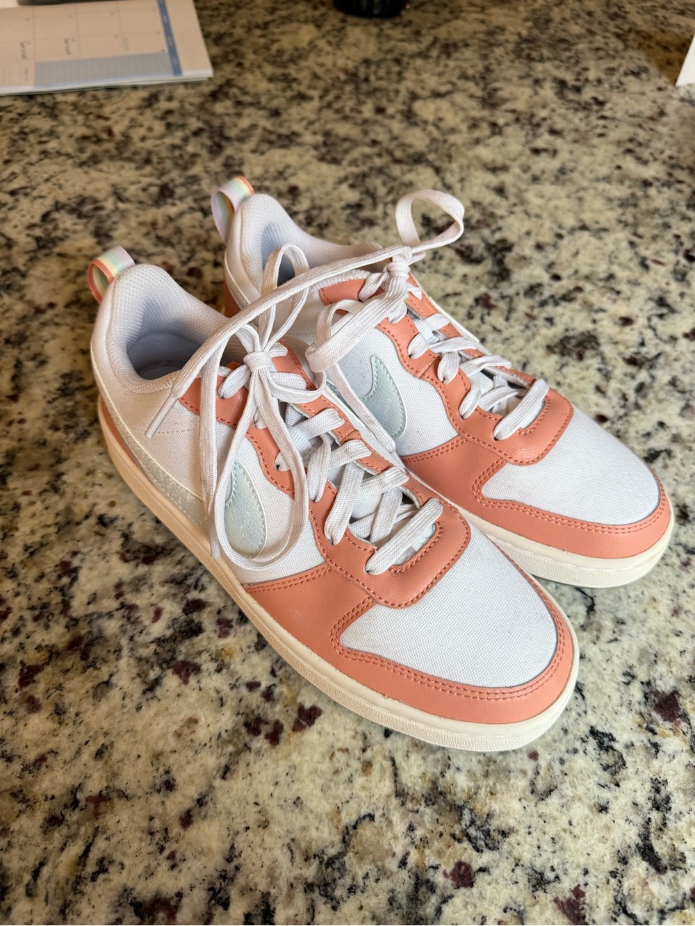 Nike Court Borough Low 2.0 SE Kids Sneakers White and Coral Pink Accent